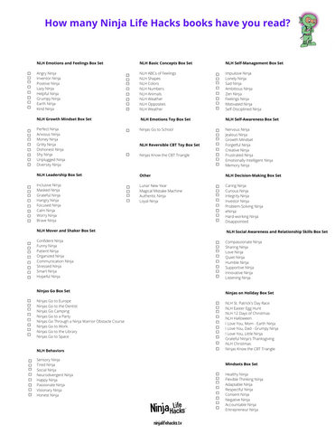 Ninja Life Hacks Book Checklist