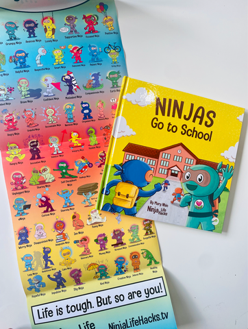 Ninja Life Hacks Emotions and Feelings Toy Book Box Gift Set (Plush Toys 1-8: Angry Ninja, Positive Ninja, Kind Ninja, Helpful Ninja, Inventor Ninja, Grumpy Ninja, Lazy Ninja, Earth Ninja)