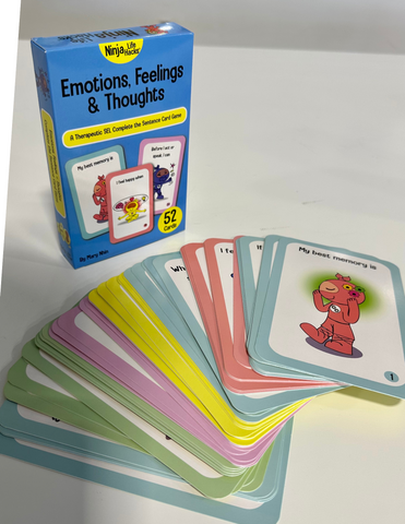 Emotions, Feelings, and Thoughts: A Therapeutic SEL Complete the Sentence Card Game (box)