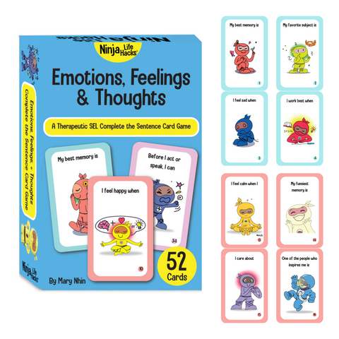 Emotions, Feelings, and Thoughts: A Therapeutic SEL Complete the Sentence Card Game (box)