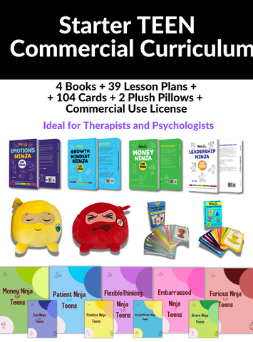 Starter TEEN Commercial Curriculum: 4 Books + 39 Lesson Plans  + 104 Cards + 2 Plush Pillows + Commercial Use License
