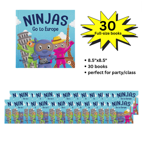 Ninjas go to Europe Ninja Full-Size Party Pack (30 Books, 8.5"x8.5")
