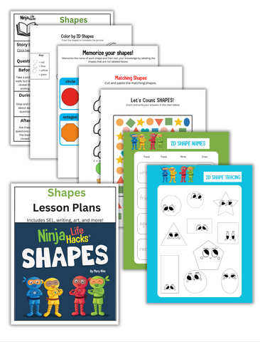 Ninja Life Hacks Shapes Book + Lesson Plan Bundle