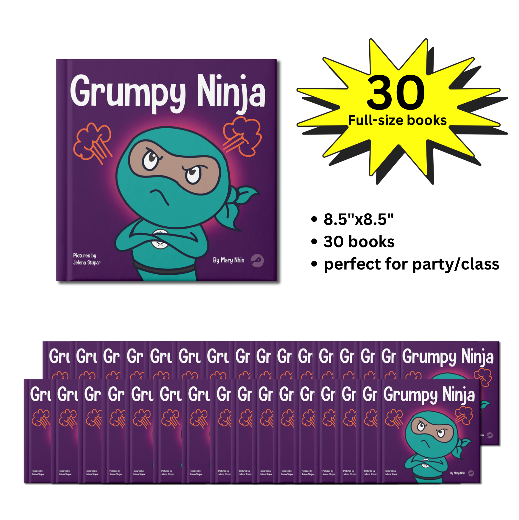 Grumpy Ninja Full-Size Party Pack (30 Books, 8.5"x8.5") – Ninja Life ...