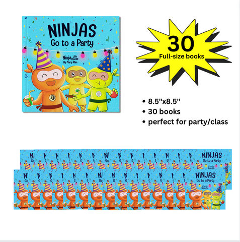 Ninjas go to a Party Ninja Full-Size Party Pack (30 Books, 8.5"x8.5")