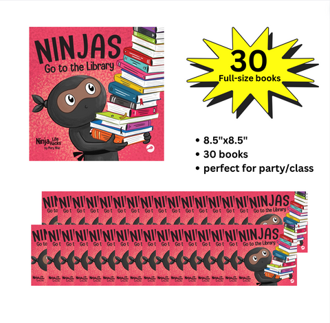 Ninjas go to the Library Ninja Full-Size Party Pack (30 Books, 8.5"x8.5")