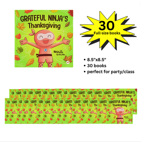 Grateful Ninja's Thanksgiving Ninja Full-Size Party Pack (30 Books, 8.5"x8.5")