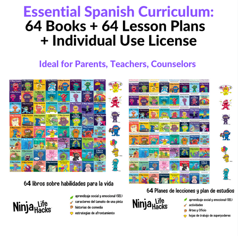 Essential Spanish Classroom Curriculum: 64 Books + 64 Lesson Plans  + Individual Use License