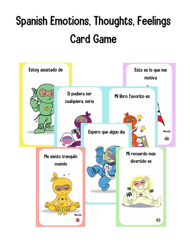 Spanish Emotions, Feelings, and Thoughts: A Therapeutic SEL Complete the Sentence Card Game (pdf)