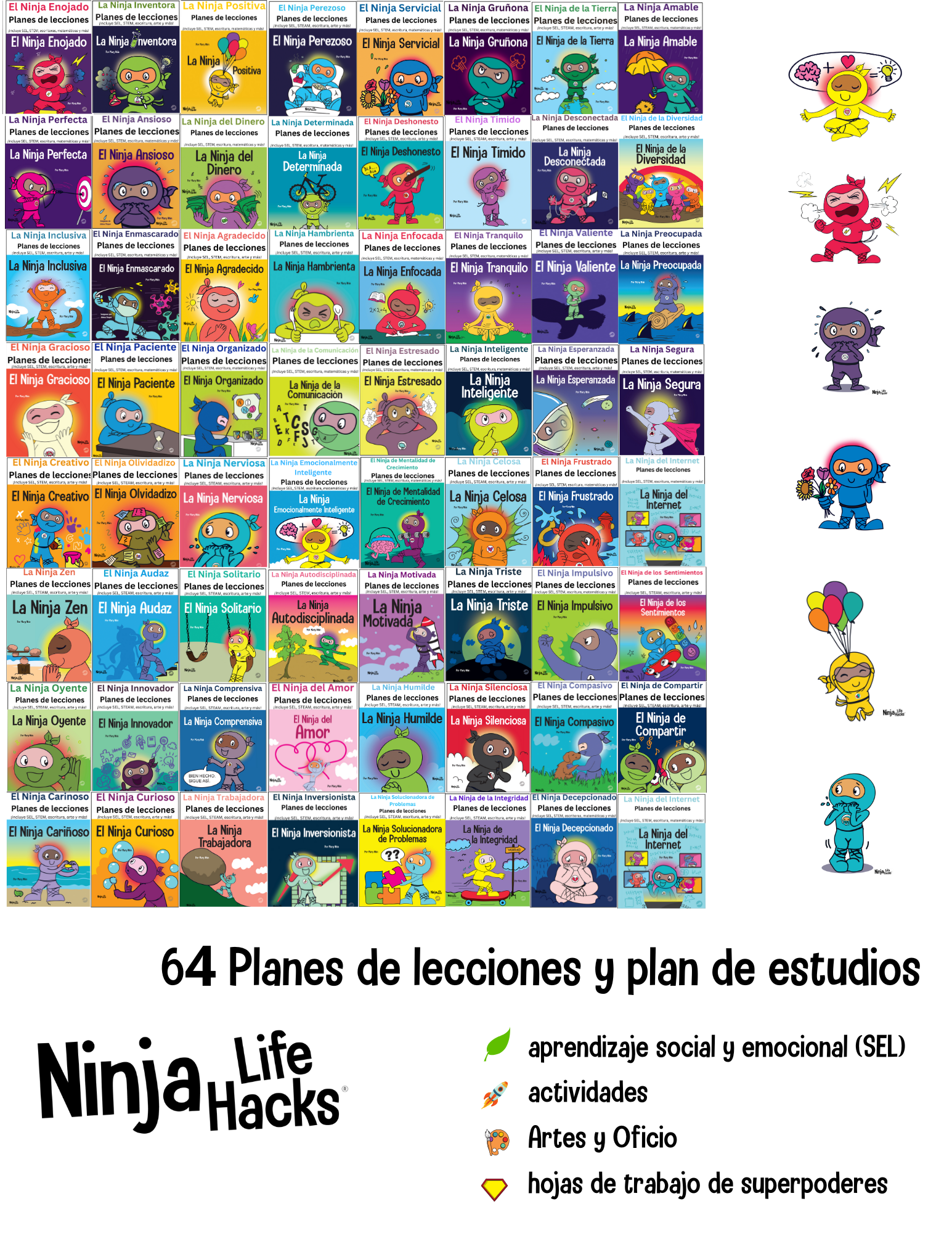 Complete Spanish Classroom Curriculum: 64 Books + 64 Lesson Plans   + Individual Use License Ninja Life Hacks