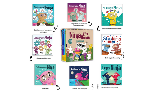 Ninja Life Hacks Teamwork 8 Book Box Set, (Books 97-104: Authentic, Loyal, Debate, Collaborative, Distracted, Embarrassed, Cooperative, Negotiator)