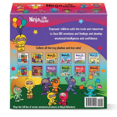 Ninja Life Hacks Flippable Toy CBT Book Box Gift Set w/ CBT Triangle Poster(Angry Ninja + Positive Ninja, Nervous + Calm Ninja, Anxious + Brave Ninja, Thinking + Impulsive Ninja)