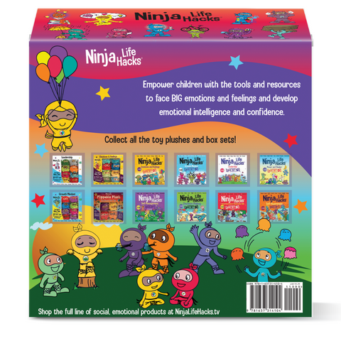 Ninja Life Hacks Flippable Toy CBT Book Box Gift Set (Angry Ninja + Positive Ninja, Nervous + Calm Ninja, Anxious + Brave Ninja, Thinking + Impulsive Ninja)