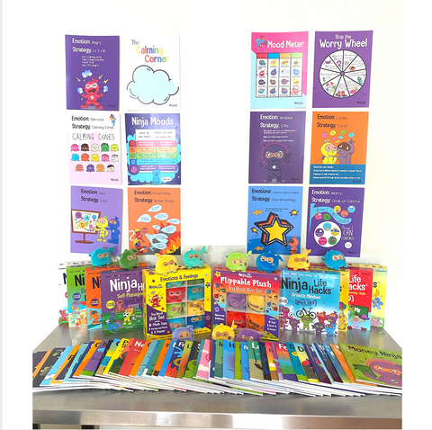 Calm Down Corner Classroom Kit, Feelings Poster, Calming Strategies Bulletin Board Set, Ninja Mood Meter for Social Emotional Learning, Homeschool or Classroom Decor (12 pc) Wall Chart